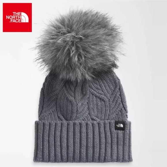 The North Face Accessories - The North Face Gray Knit Pom-Pom Beanie
